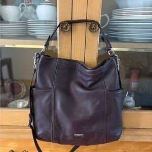 Coach Dark purple  Leather Shoulder Bag